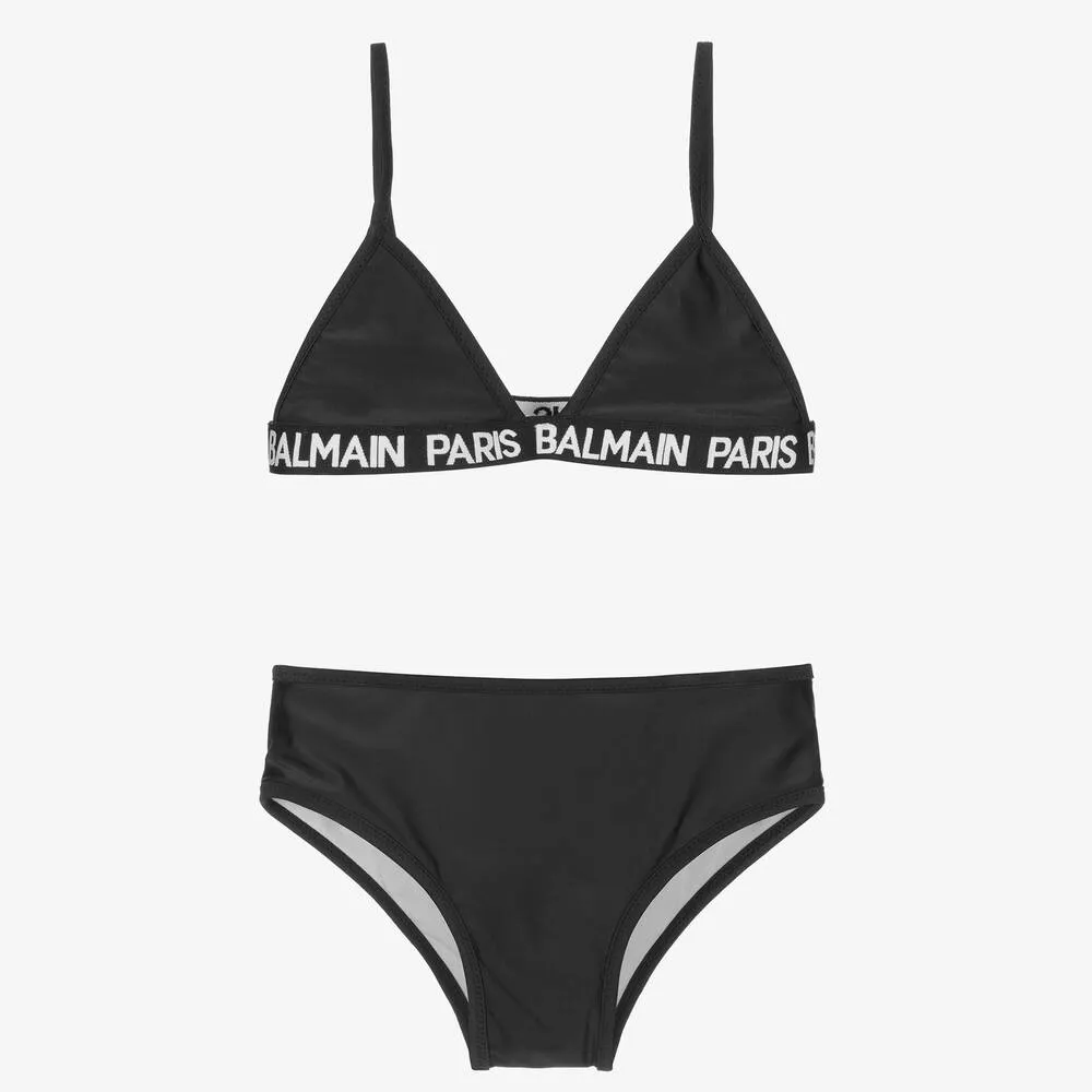 Teen Girls Black Logo Bikini