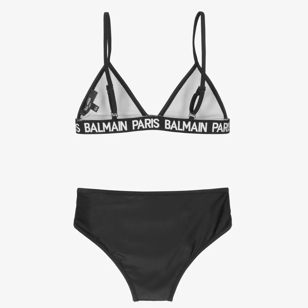 Teen Girls Black Logo Bikini