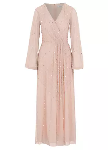 Together Blush Beaded Wrap Maxi Dress | Grattan