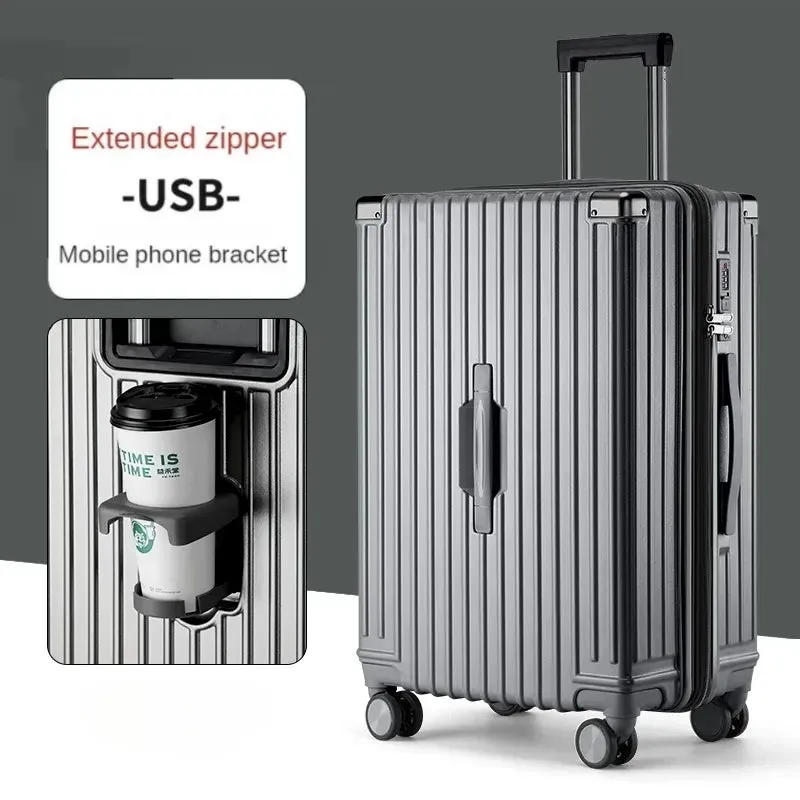 Travel Suitcase Aluminum Frame Luggage On Mute Universal Wheel Password Business Case Multifunction Carry-Ons Cabin Boarding bag