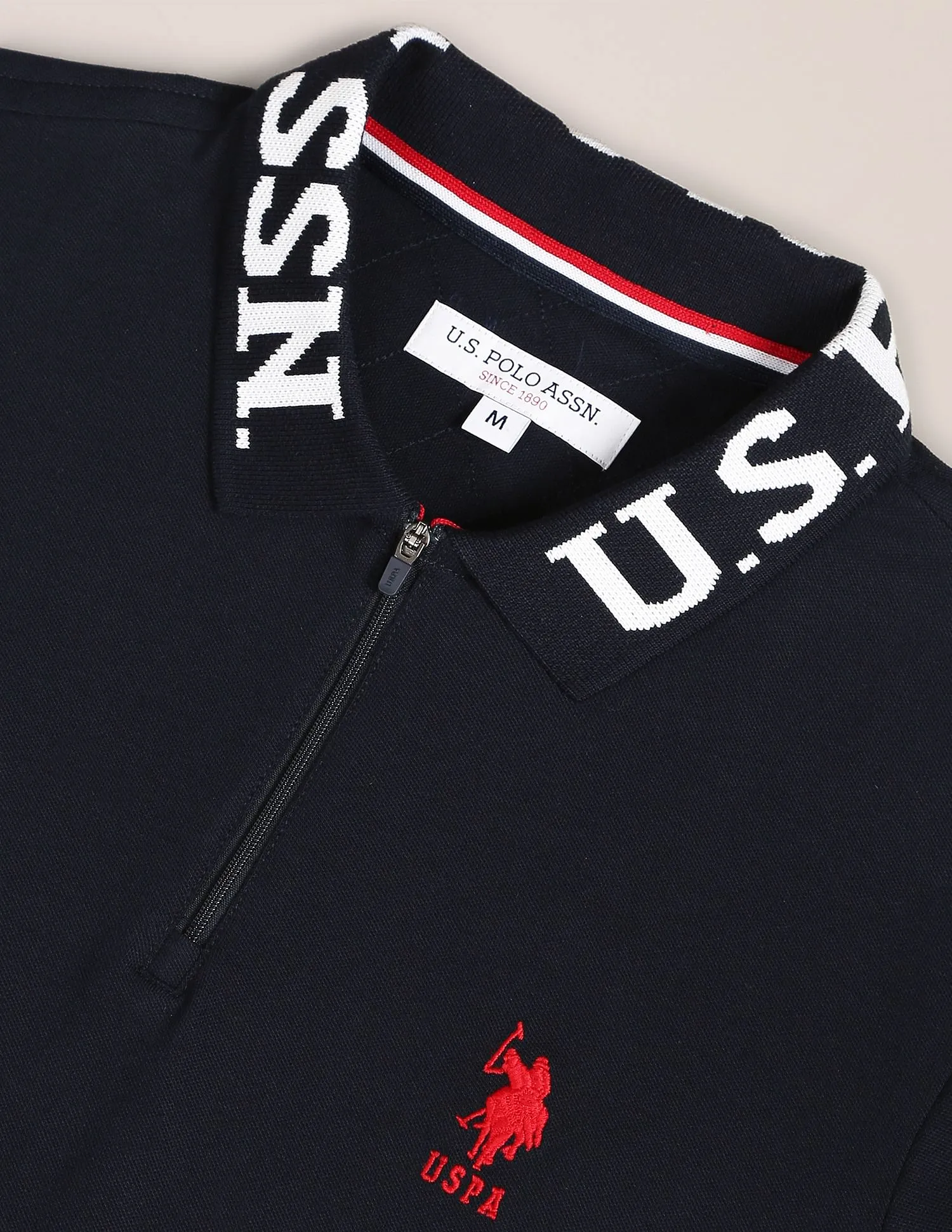 U.S. Polo Assn. Branded Collar Slim Fit Polo Shirt