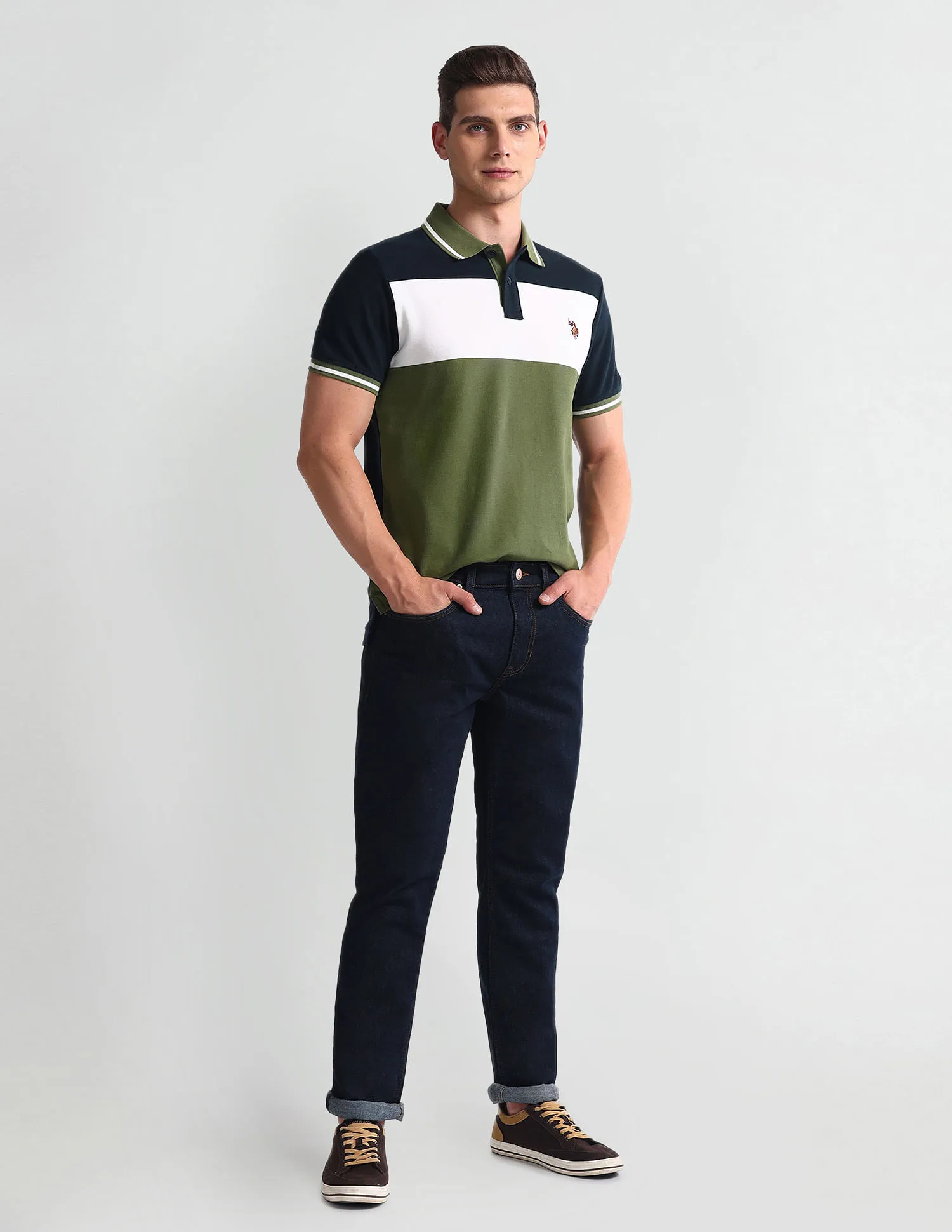 U.S. Polo Assn. Denim Co. Colour Block Yarn Dyed Polo Shirt