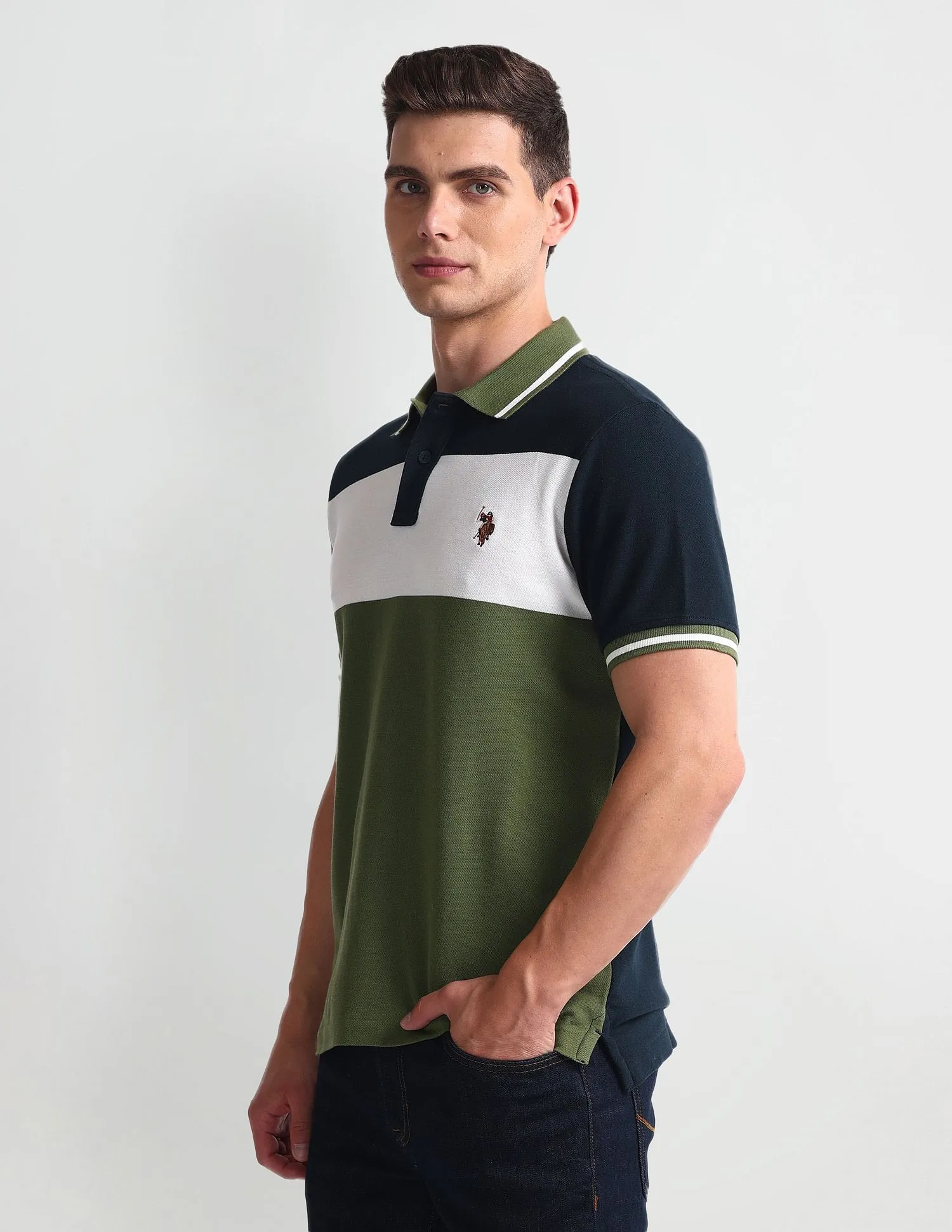 U.S. Polo Assn. Denim Co. Colour Block Yarn Dyed Polo Shirt