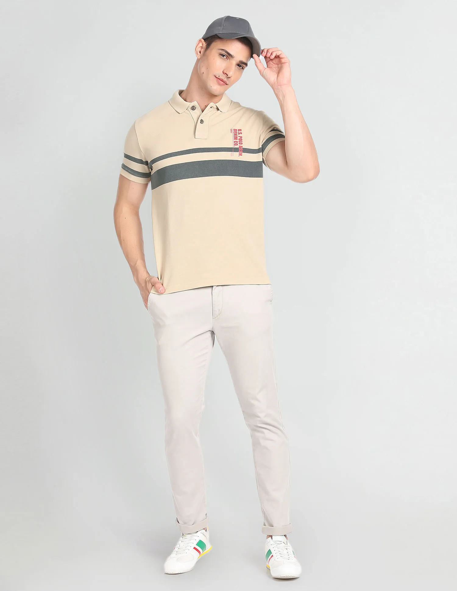 U.S. Polo Assn. Denim Co. Horizontal Stripe Cotton Polo Shirt