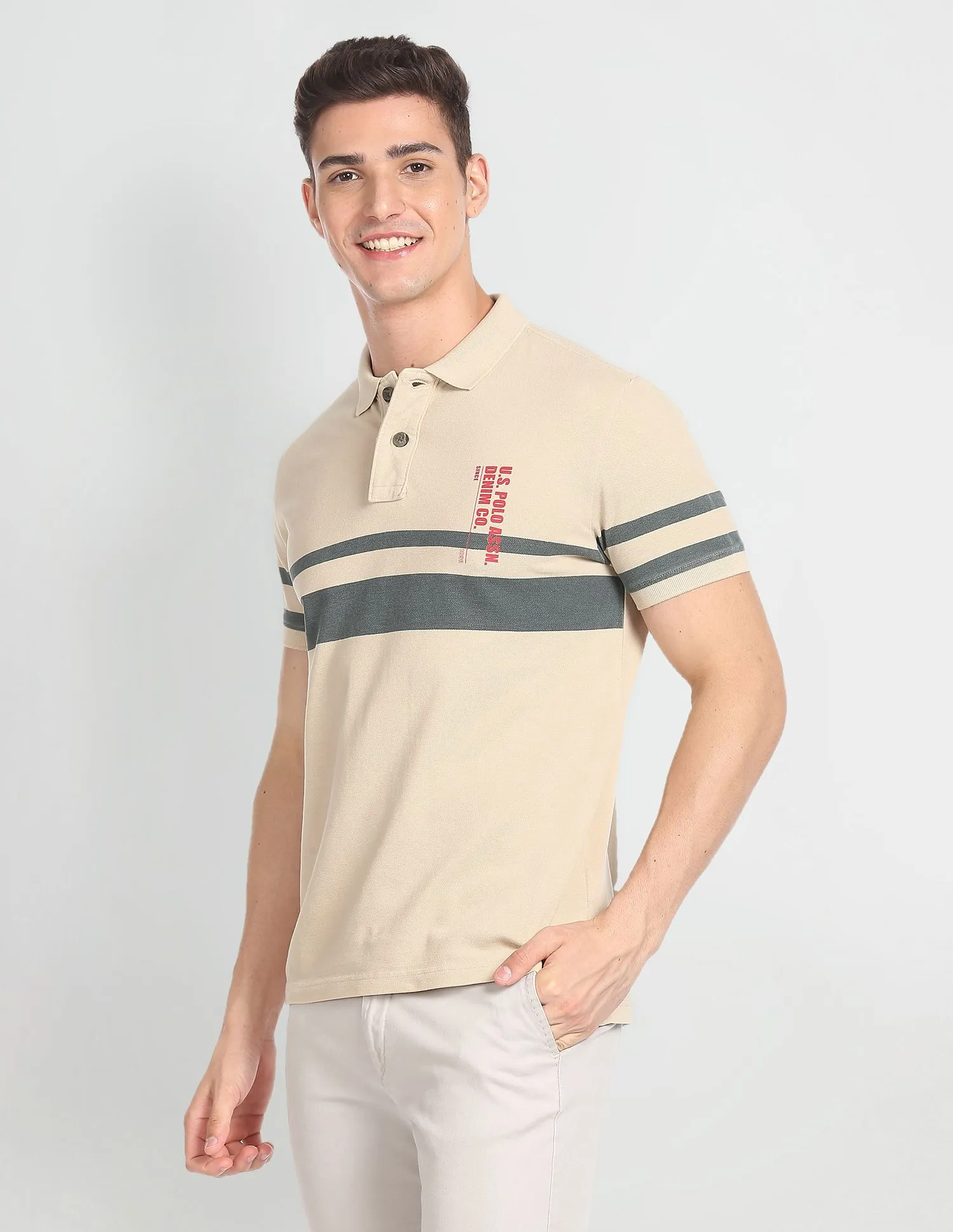 U.S. Polo Assn. Denim Co. Horizontal Stripe Cotton Polo Shirt