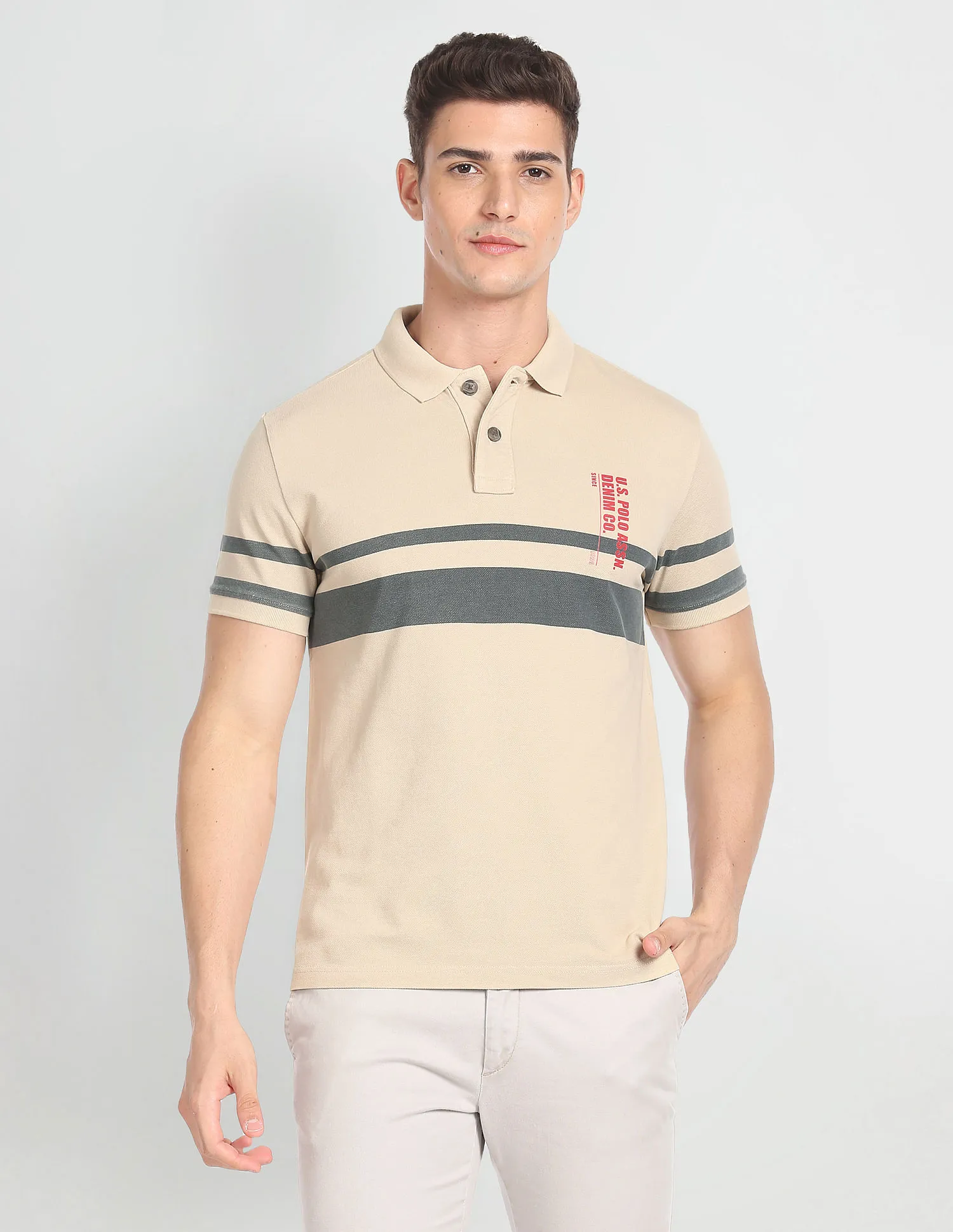 U.S. Polo Assn. Denim Co. Horizontal Stripe Cotton Polo Shirt