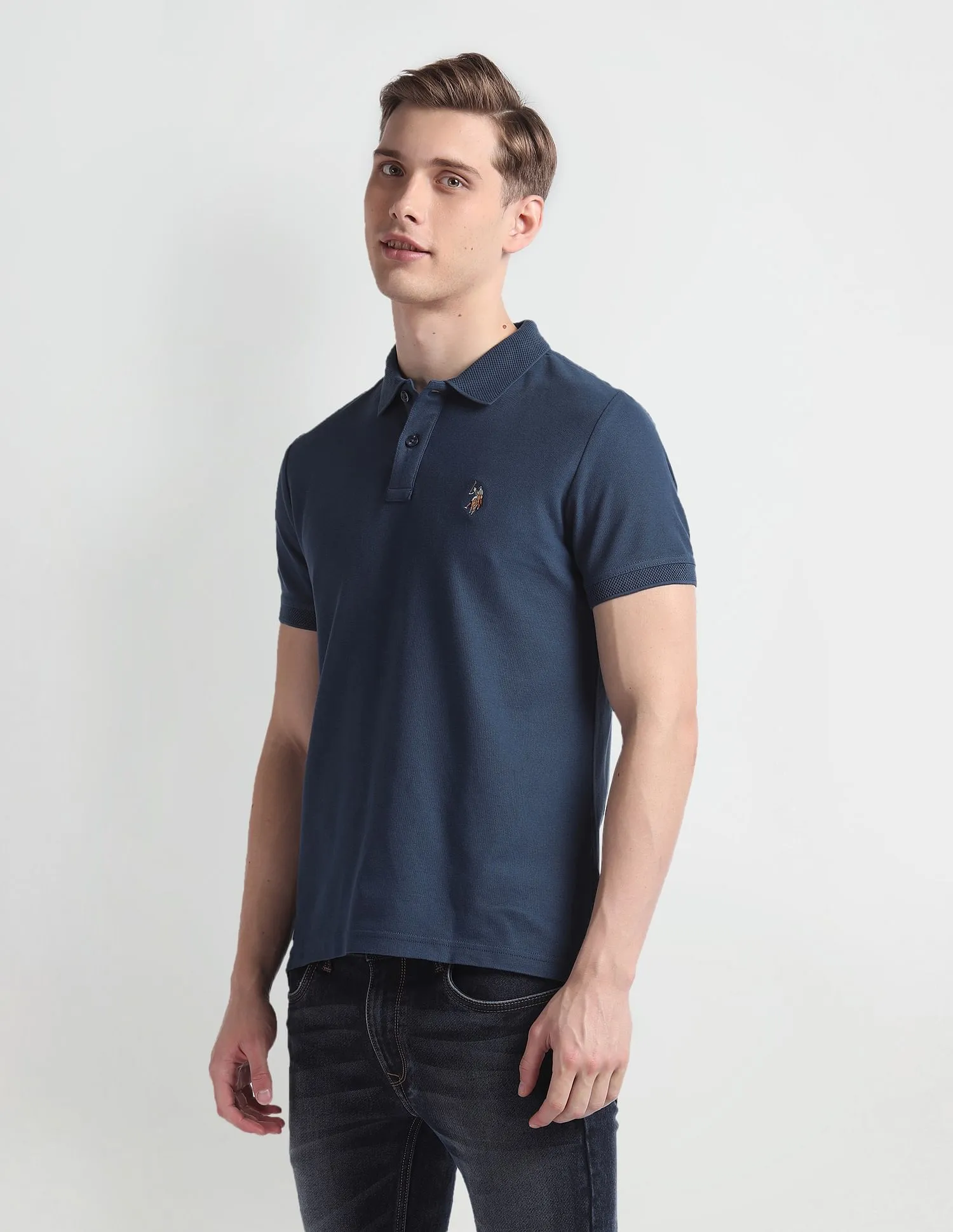 U.S. Polo Assn. Denim Co. Patterned Collar Cotton Polo Shirt