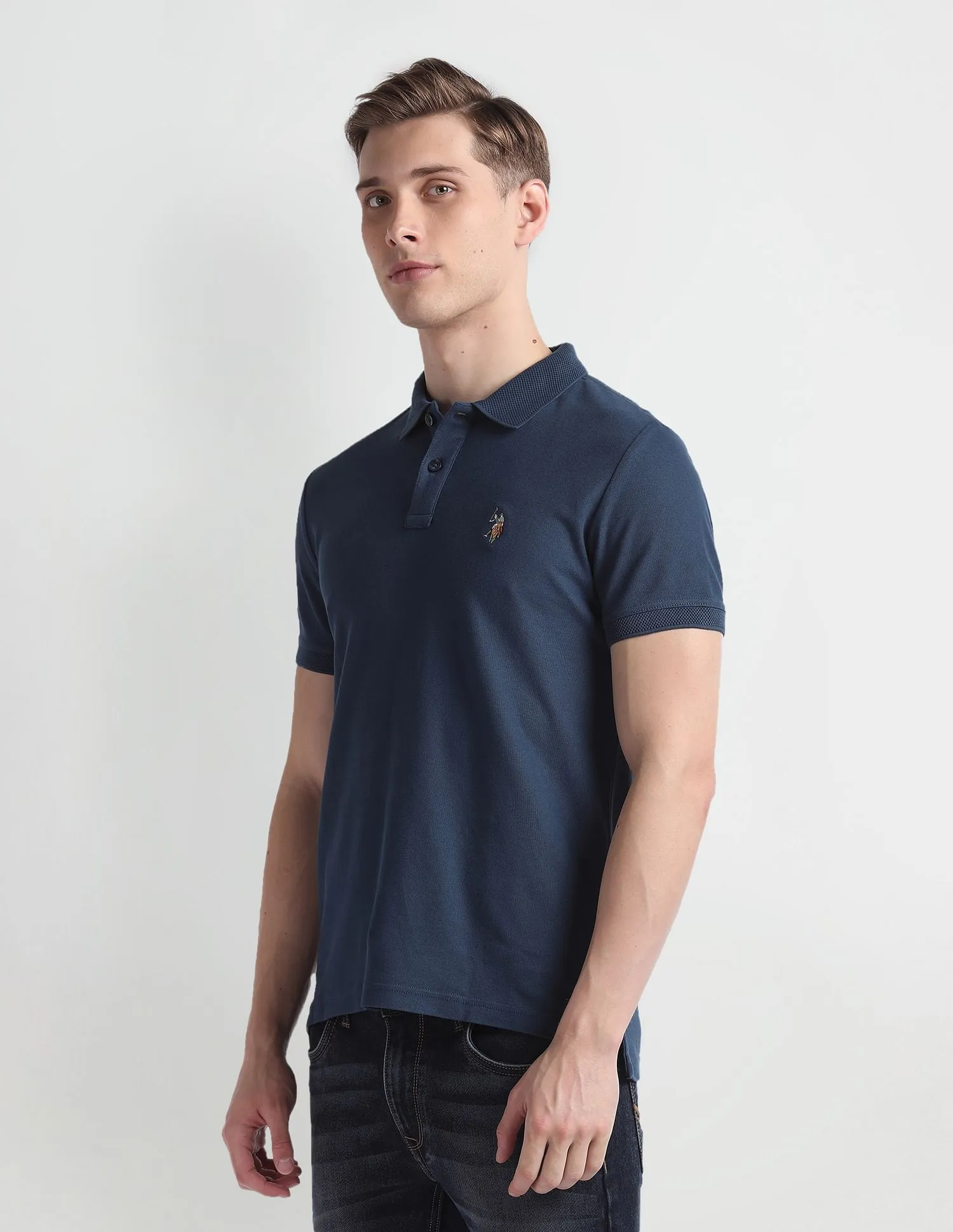 U.S. Polo Assn. Denim Co. Patterned Collar Cotton Polo Shirt