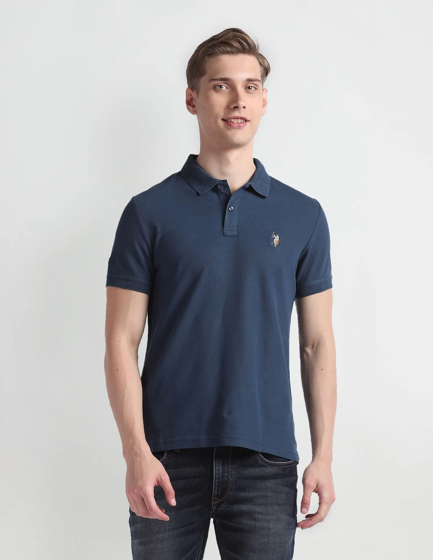 U.S. Polo Assn. Denim Co. Patterned Collar Cotton Polo Shirt