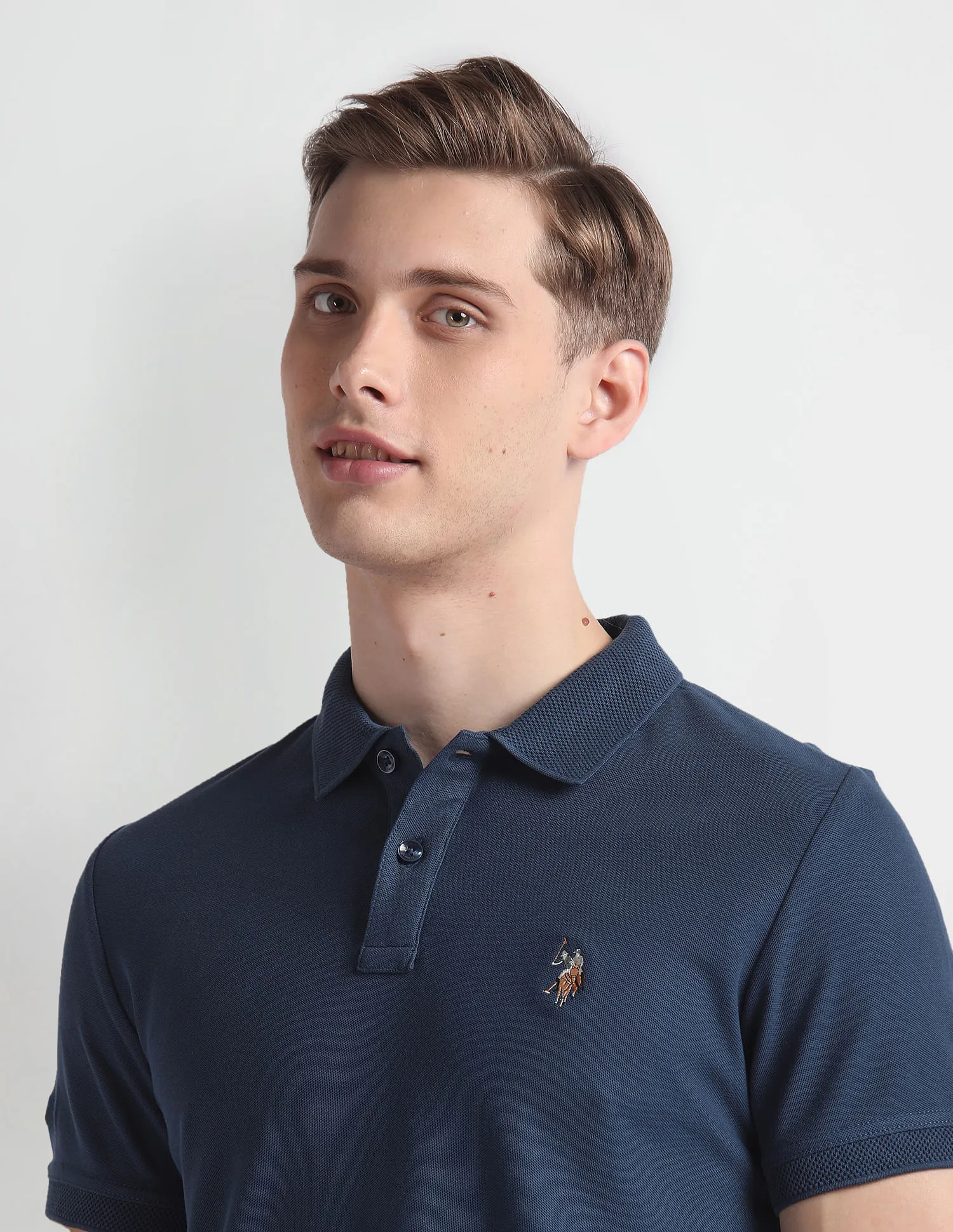 U.S. Polo Assn. Denim Co. Patterned Collar Cotton Polo Shirt