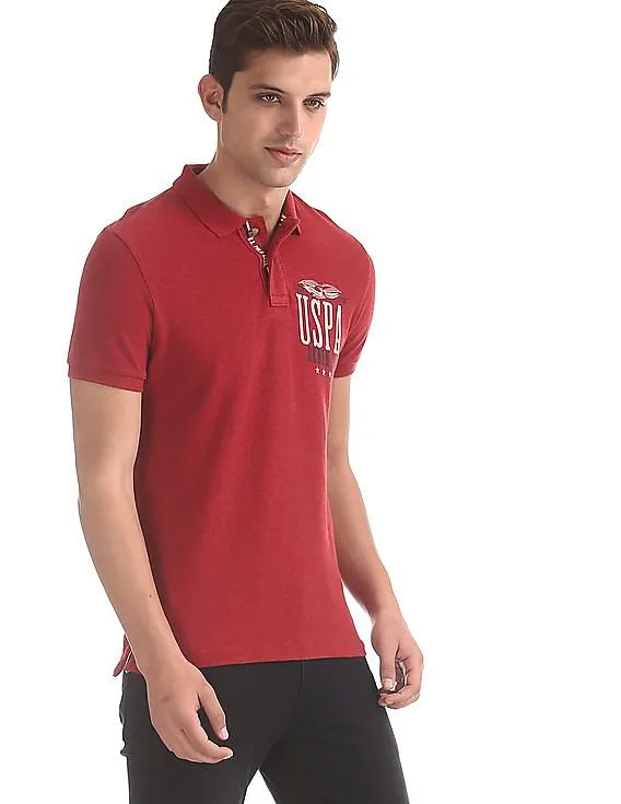 U.S. Polo Assn. Denim Co. Red Rear Print Pique Polo Shirt