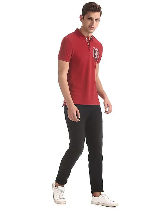 U.S. Polo Assn. Denim Co. Red Rear Print Pique Polo Shirt