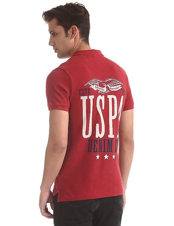 U.S. Polo Assn. Denim Co. Red Rear Print Pique Polo Shirt