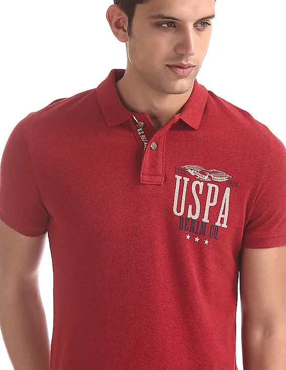 U.S. Polo Assn. Denim Co. Red Rear Print Pique Polo Shirt