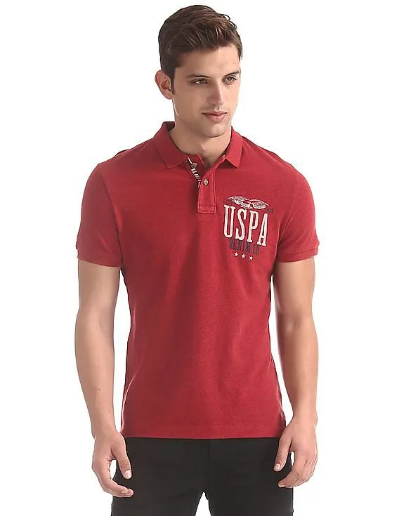 U.S. Polo Assn. Denim Co. Red Rear Print Pique Polo Shirt