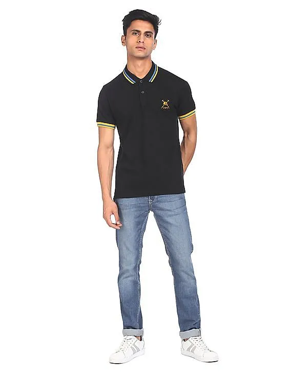 U.S. Polo Assn. Men Black Short Sleeve Solid Polo Shirt