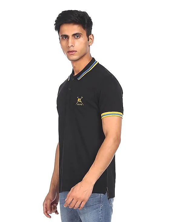 U.S. Polo Assn. Men Black Short Sleeve Solid Polo Shirt