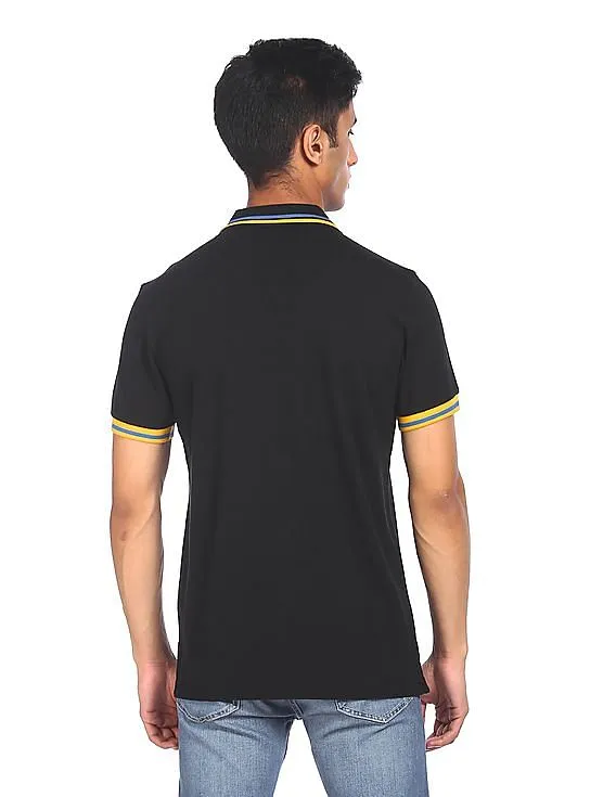 U.S. Polo Assn. Men Black Short Sleeve Solid Polo Shirt