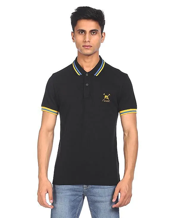 U.S. Polo Assn. Men Black Short Sleeve Solid Polo Shirt