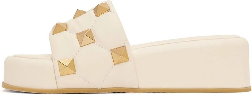 Valentino Garavani Off-White Roman Stud Slide Sandals