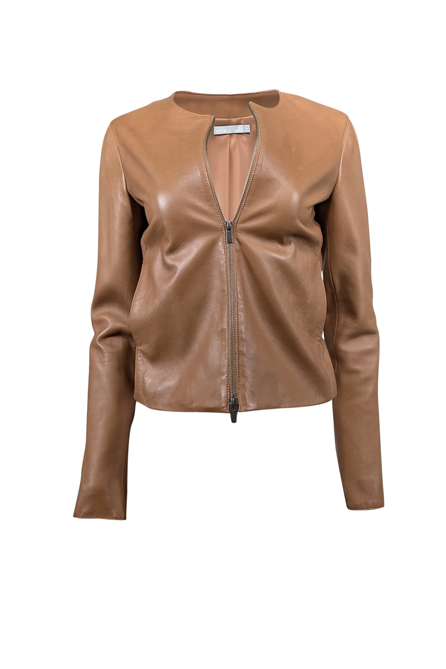 Vince - Camel Brown Leather Jacket Sz S