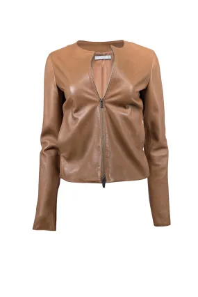 Vince - Camel Brown Leather Jacket Sz S