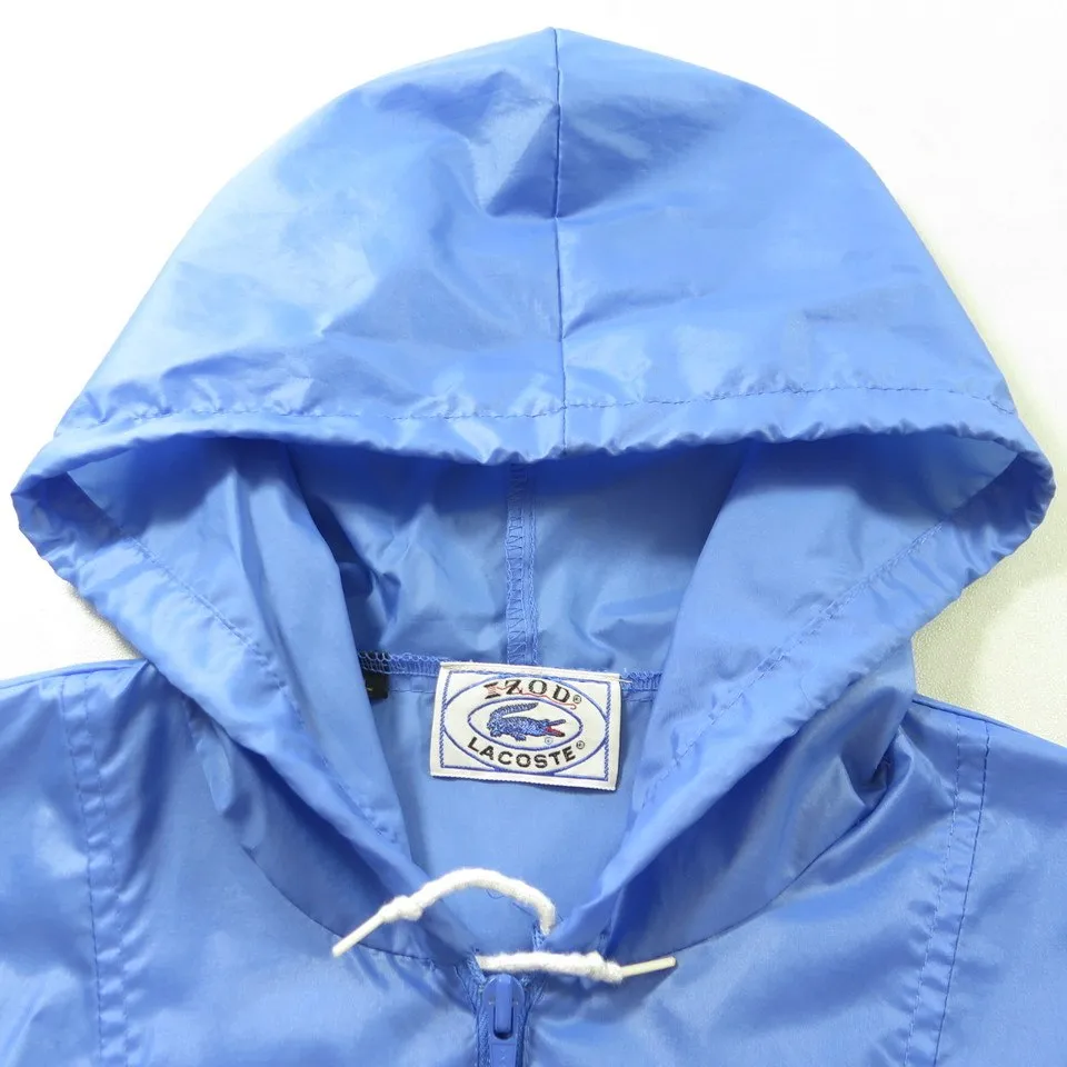 Vintage 80s Rain Jacket Mens L Deadstock Lacoste Alligator Stow Away Blue