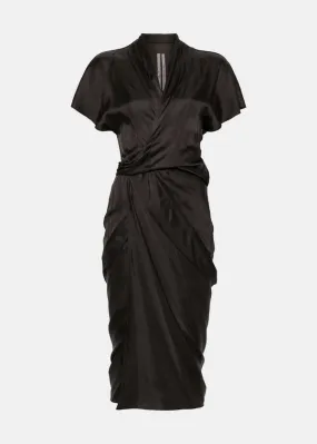 Washed Charmeuse Wrap Dress - Dark Dust