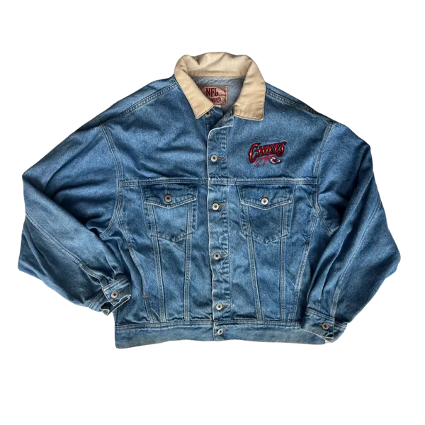 WESTSIDE STOREY VINTAGE | VINTAGE 90S KC CHIEFS DENIM JACKET FRONT & BACK