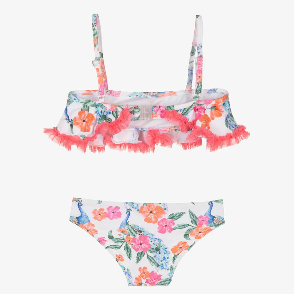 White & Pink Peacock Bikini