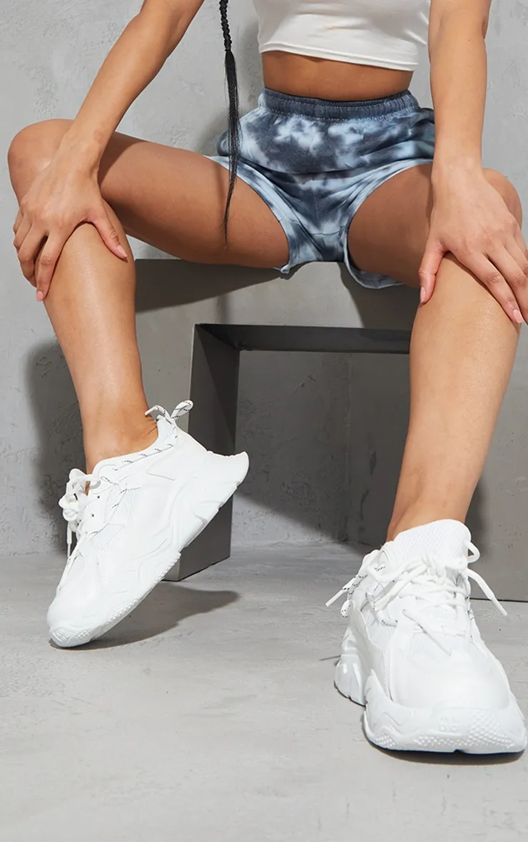 White Hiker Lace Up Double Sole Chunky Trainers