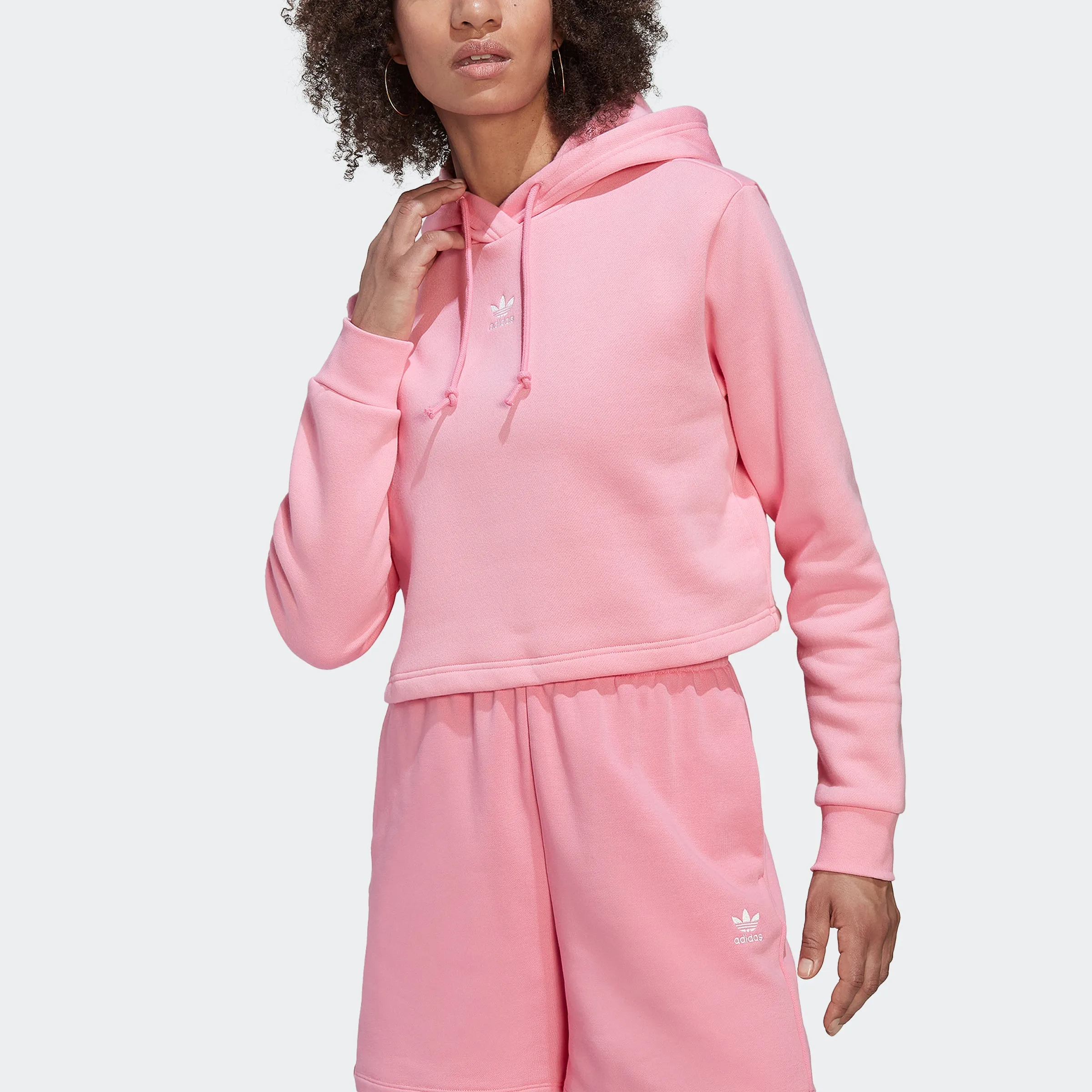 Women's adidas Originals Adicolor Essentials Crop Fleece Hoodie Bliss Pink