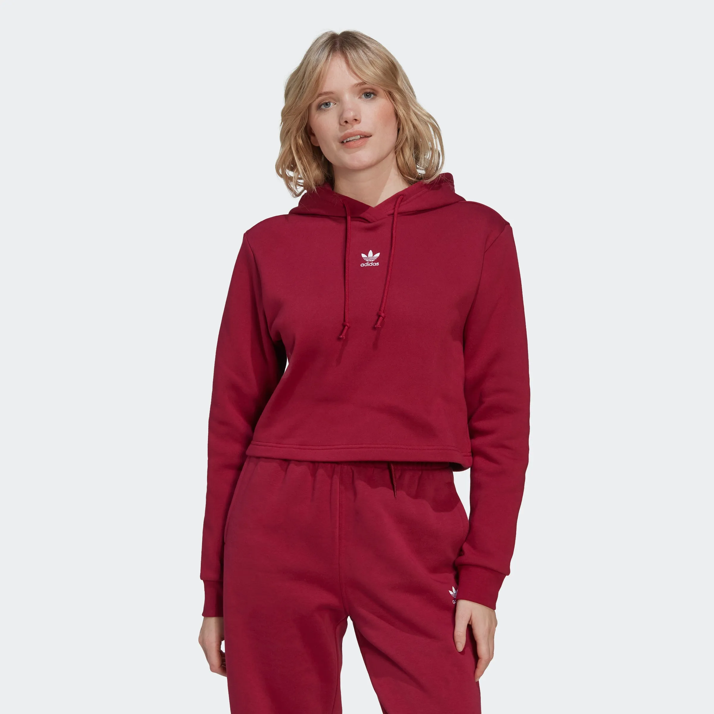 Women's adidas Originals Adicolor Essentials Crop Fleece Hoodie Burgundy