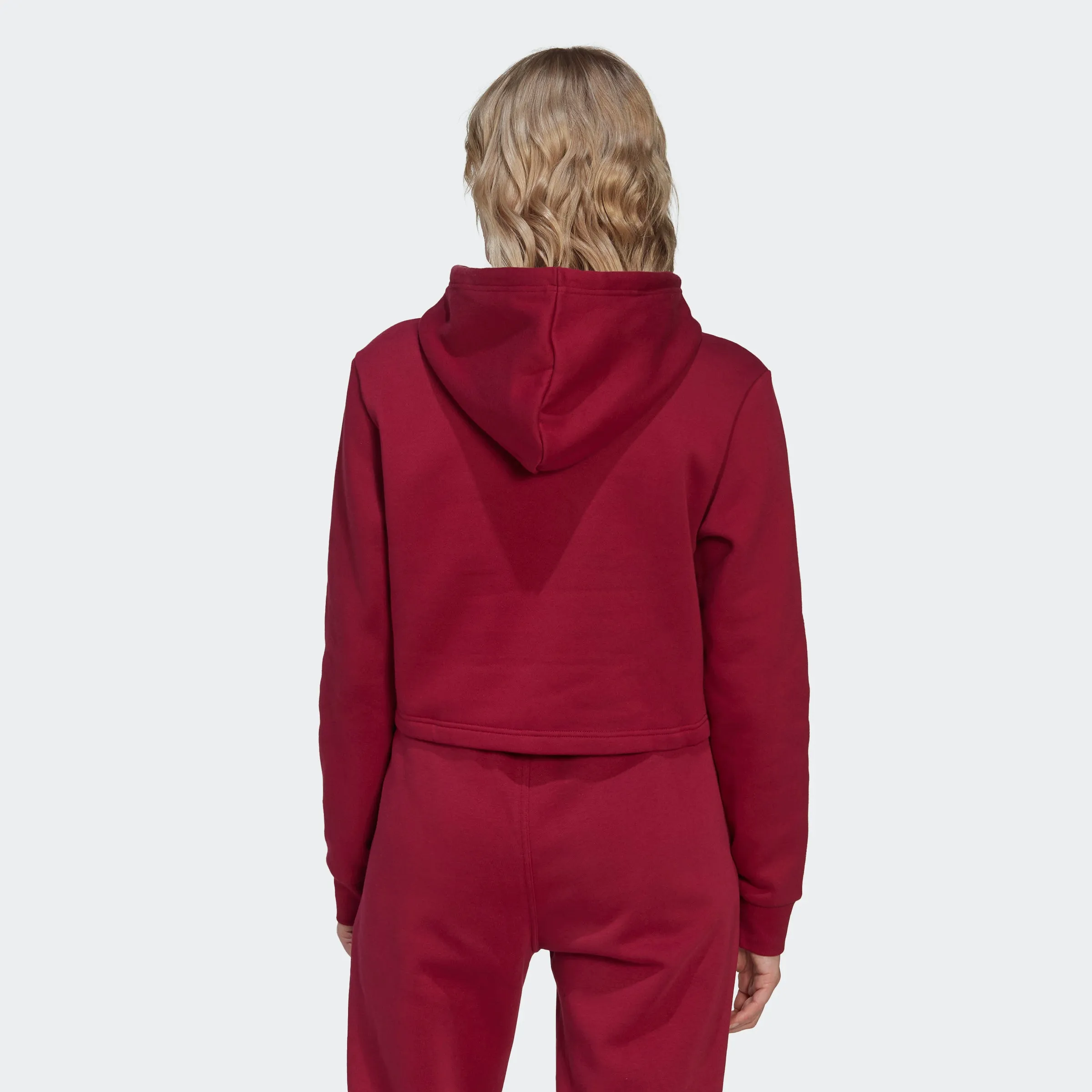 Women's adidas Originals Adicolor Essentials Crop Fleece Hoodie Burgundy