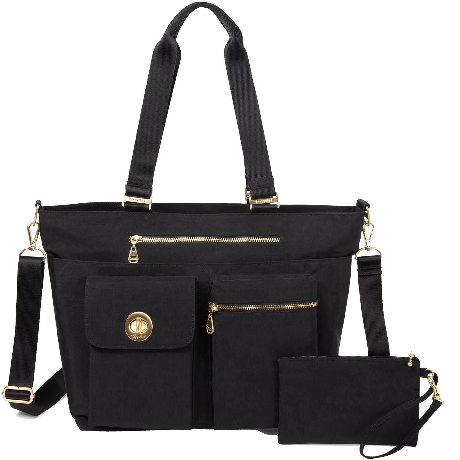 Women's Baggallini Hong Kong Laptop Tote Black Nylon