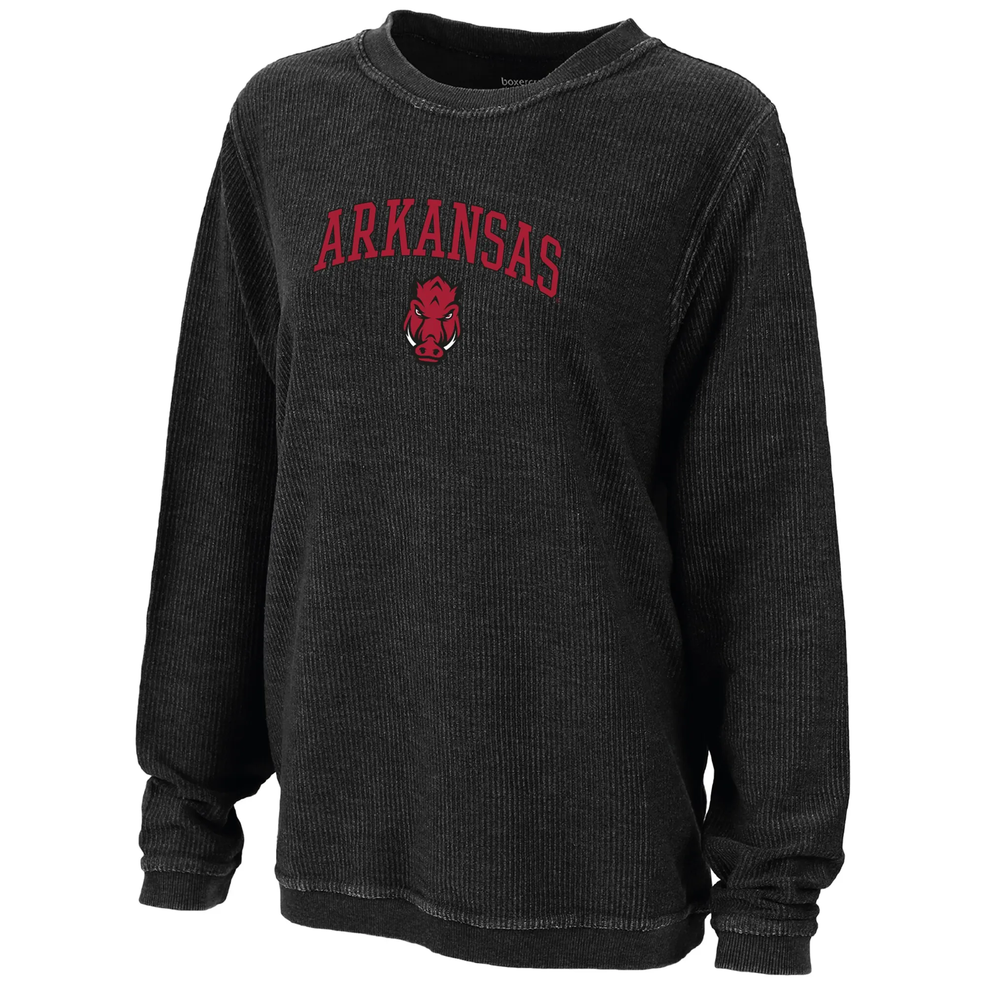 Women's Boxercraft Black Arkansas Razorbacks Rally Corduroy Pullover Sweatshirt