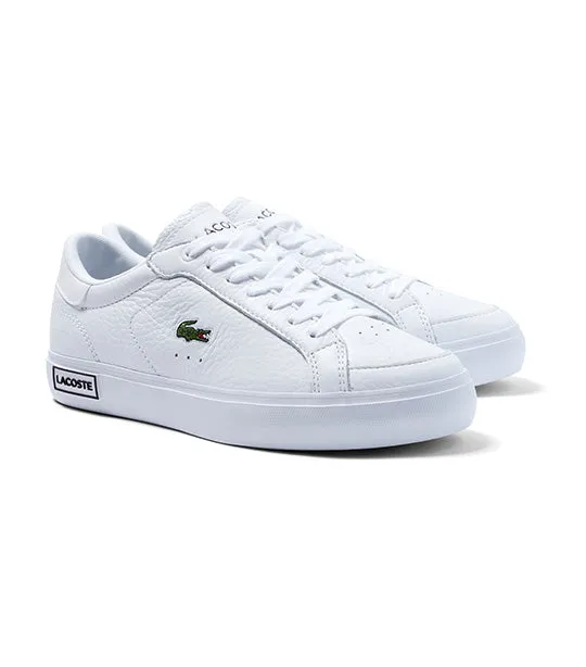 Women's Lacoste Powercourt Leather Considered Detailing Trainers White/Black