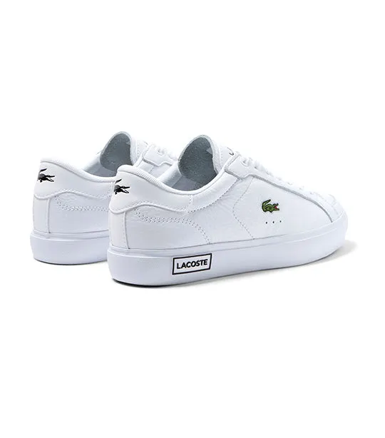 Women's Lacoste Powercourt Leather Considered Detailing Trainers White/Black