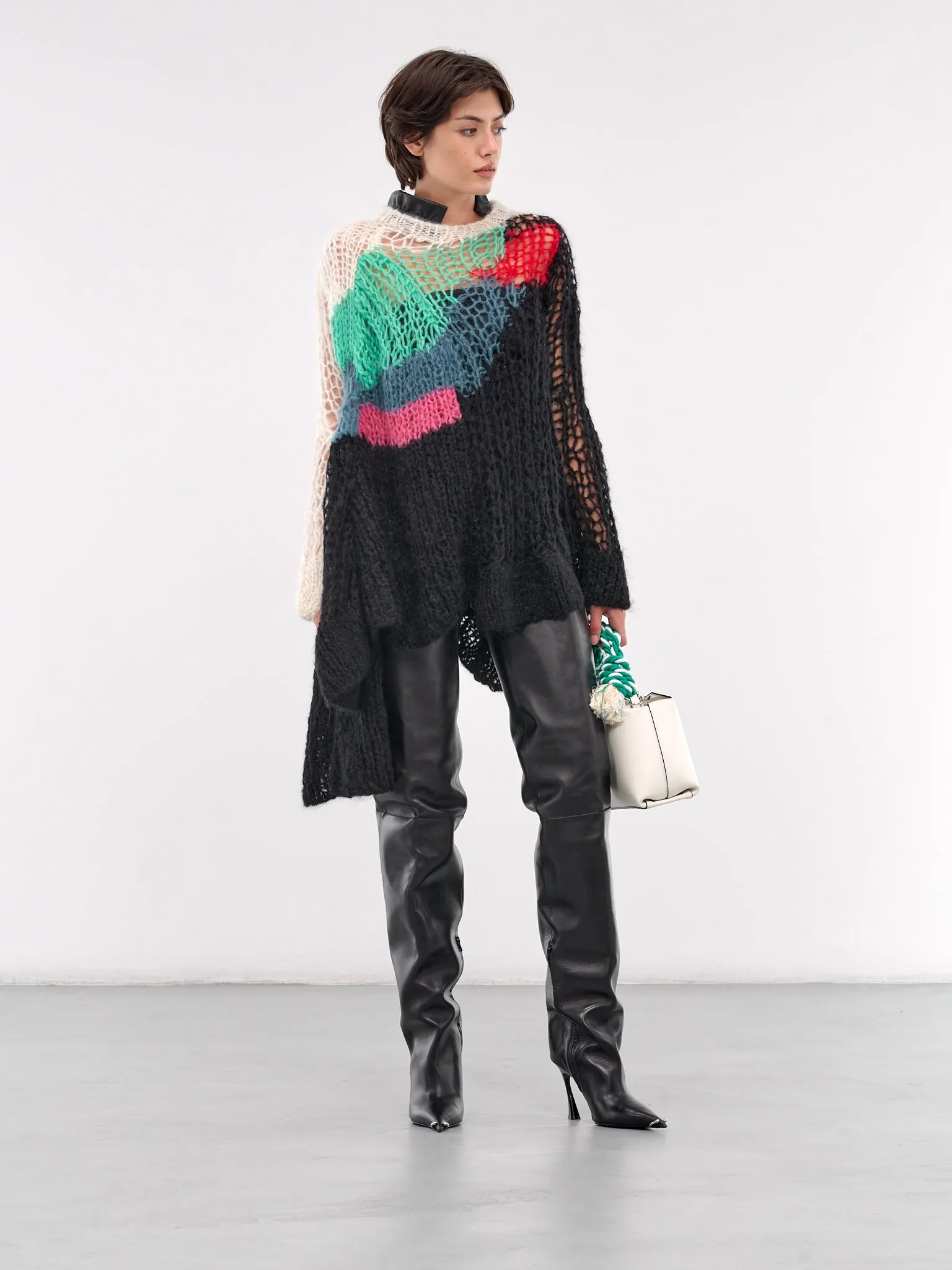 Wool Mohair Knit Pullover (24-07566-019-BLACK-MULTI)