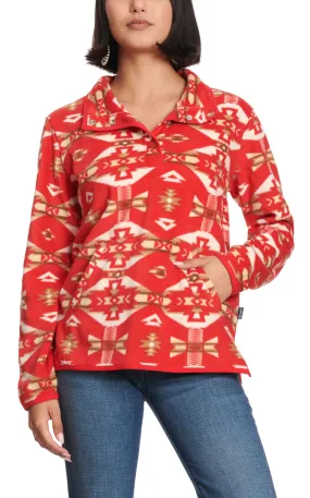 Wrangler Retro Women's Red Aztec Print Fleece Pullover 