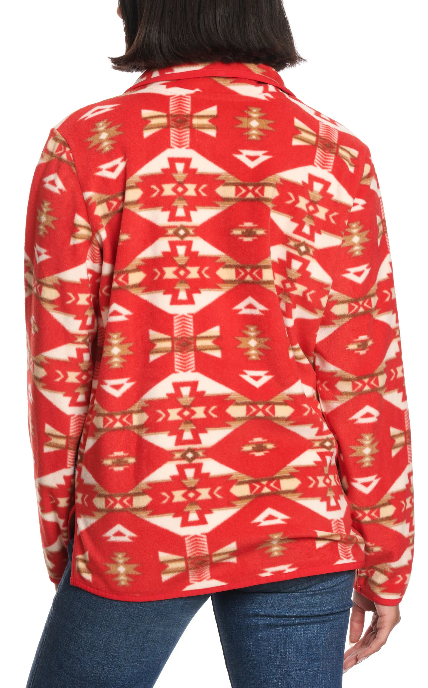 Wrangler Retro Women's Red Aztec Print Fleece Pullover 