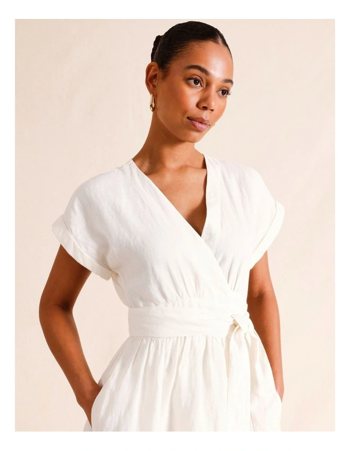 Wrap Waist Linen Dress