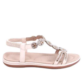 Yvers Beige sandals with decorative zircons