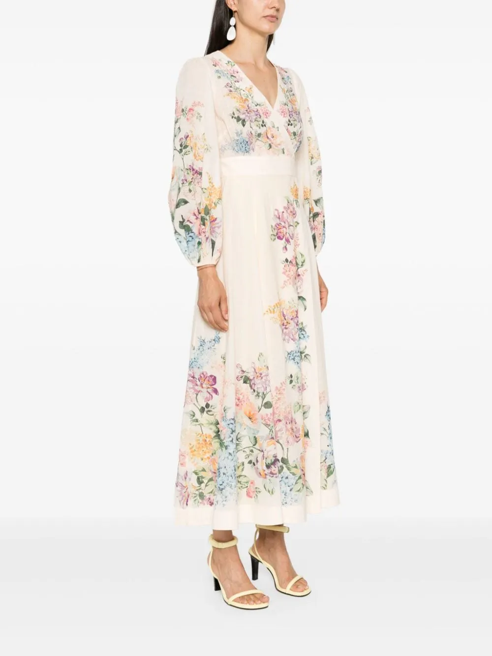 ZIMMERMANN    Zimmermann Floral Print Wrap Midi Dress