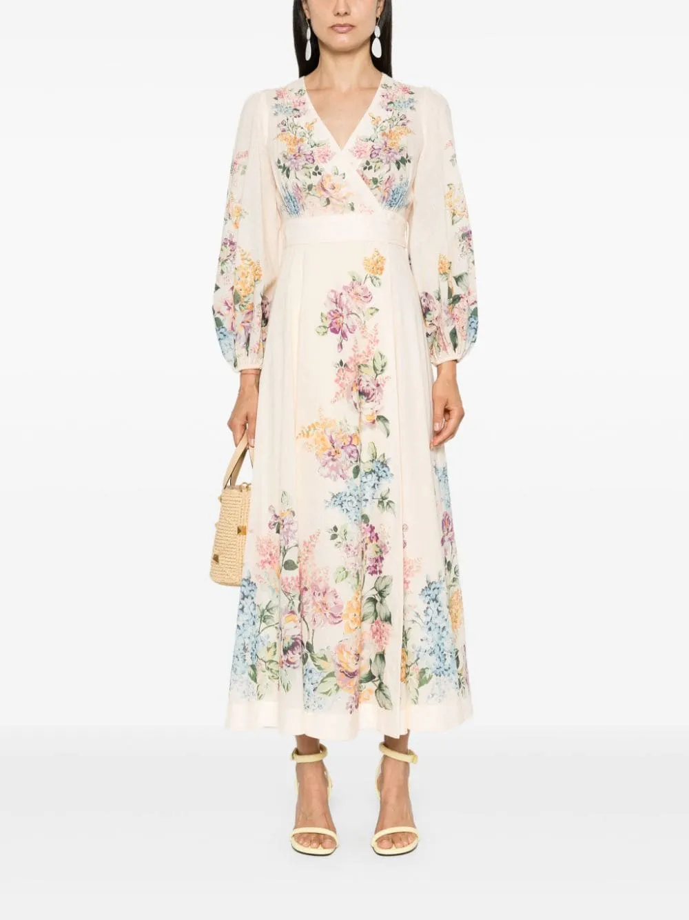 ZIMMERMANN    Zimmermann Floral Print Wrap Midi Dress